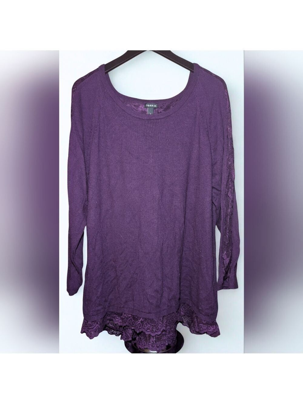 Torrid Purple Lace Inset Back Top Size 3X